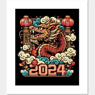 Vintage Retro Chinese Dragon - Lunar New Year Posters and Art